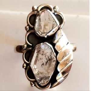 Genuine Herkimer Diamond Southwestern Designed Ring Size 8